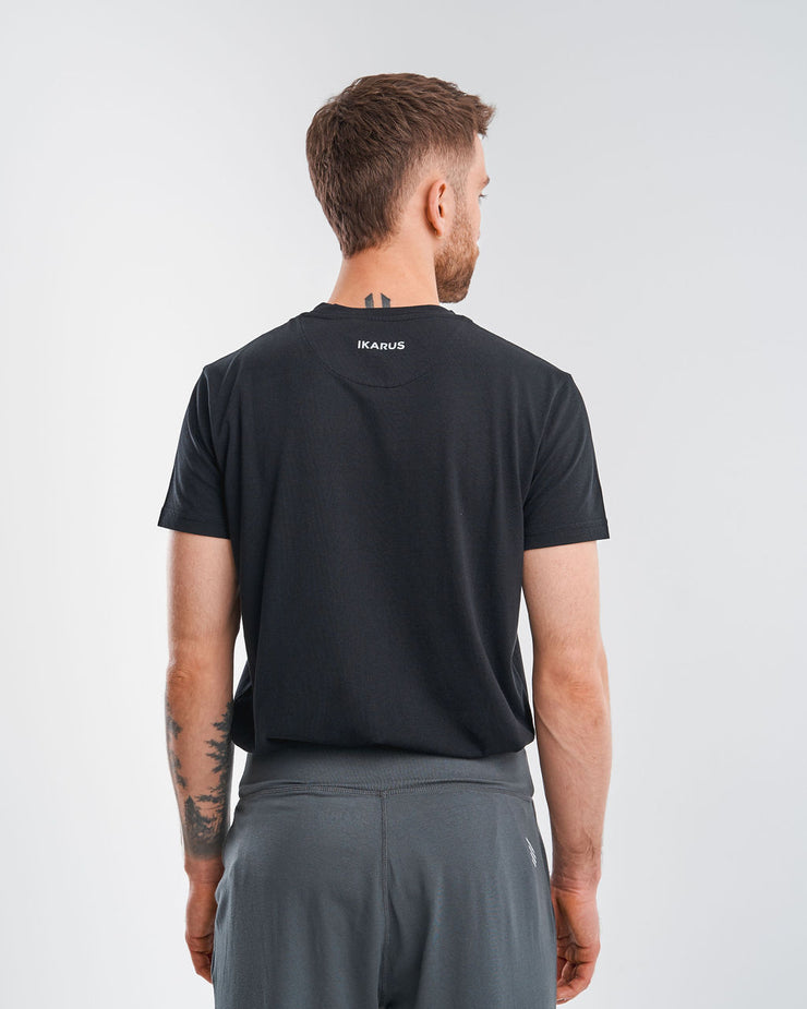 IKARUS Yoga & Sport T-Shirt Herren, Rückenansicht Unisex schwarz nachhaltige Materialien